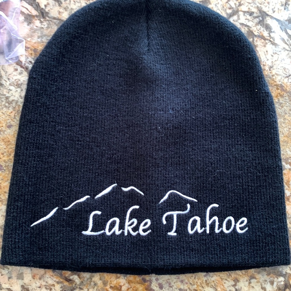 Lake Tahoe Beanie Black Mountains New